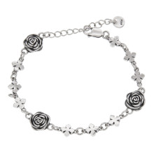 Women's d Sterling Silver cross rose chain Bracelet