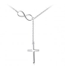 Rhodiated silver infinity cross necklace pendant