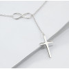 Colgante collar cruz infinito plata rodiada