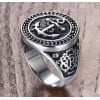 Anillo de caballero de acero para hombre, ancla marina vikinga celta
