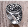 Men's steel knight ring, Celtic viking marine anchor