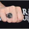 Men's steel knight ring, Celtic viking marine anchor