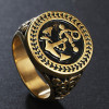 Men's steel knight ring, Celtic viking marine anchor