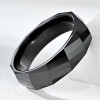 Faceted black ceramic ring for men and women
