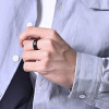 Faceted black ceramic ring for men and women