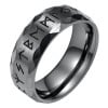 Bague noire anneau acier runes viking