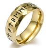 Bague dore anneau acier runes viking