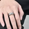 Men's ring with viking runes steel ring