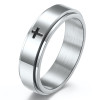 Bague blanc anneau tournant antistress acier croix