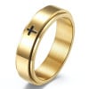 Bague dore anneau tournant antistress acier croix