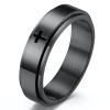 Bague noire anneau tournant antistress acier croix