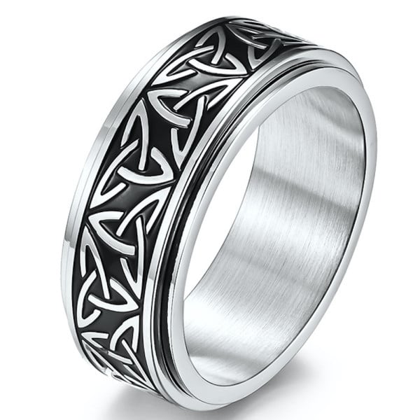 Bague blanc anneau tournant antistress acier noeud celtique