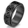 Bague noire anneau tournant antistress acier noeud celtique