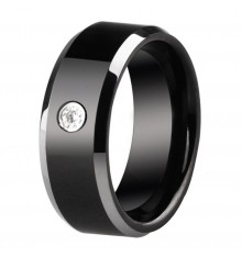 Personalized men's black ceramic zirconium ring