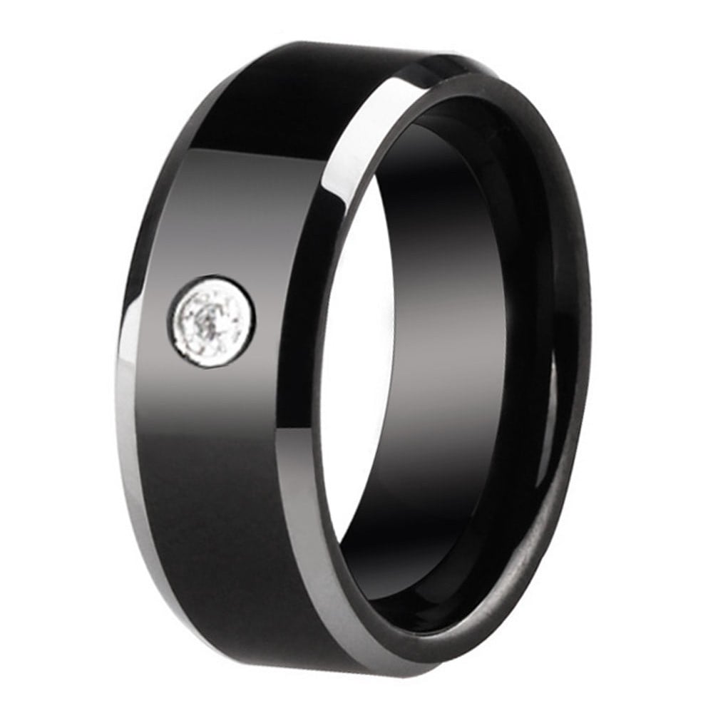 Bague C ramique Noire Surface Polie Zirconium Option Gravure