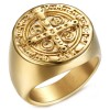 Bague dore acier chevaliere croix plaque or