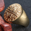 Men's Gold Plated Stainless Steel Cross Signet Ring