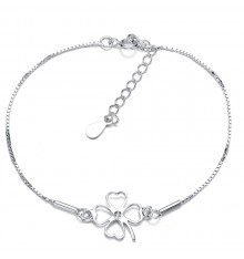 4 leaf clover bracelet with rhodium silver chain