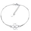 Women's Sterling Silver Clover Chain Rhodium Plated Bracelet