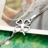 Women's Sterling Silver Clover Chain Rhodium Plated Bracelet