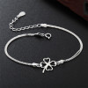 Women's Sterling Silver Clover Chain Rhodium Plated Bracelet