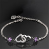 Bracelet femme coeur argent plaque rhodium serti zirconium