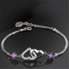 Women's Heart Sterling Silver Cubic Zirconia Inlay Bracelet
