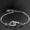 Women's Heart Sterling Silver Cubic Zirconia Inlay Bracelet