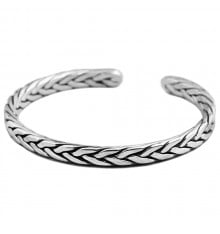 Solid silver braided bangle bracelet for men and women