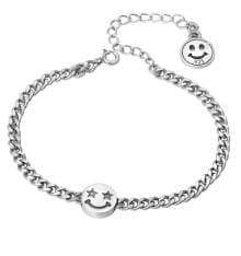 Bracelet femme argent chaine emoji sourir
