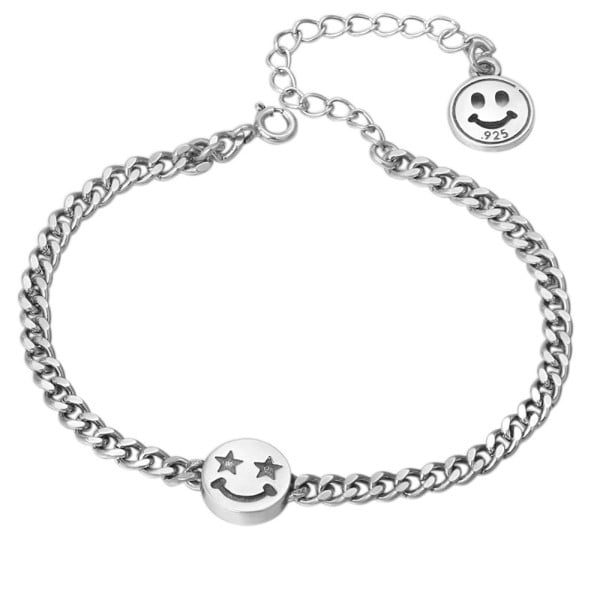 Bracelet femme argent chaine emoji sourir