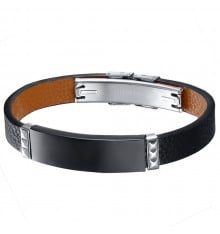 Personalized men's leather bracelet to engrave