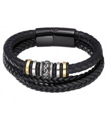 Celtic multi cord braided leather bracelet with steel clasp