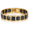 Bracciale da uomo in ceramica nera con placca in oro