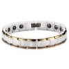 Bracciale da donna in ceramica bianca lucida con bordi dorati magnetici