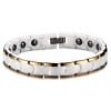 Bracelet femme ceramique blanche polie bords dore