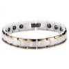 Women's polished white ceramic bracelet with magnetic gold edges