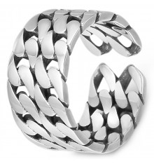 Sterling Silver Double Chain Open Ring