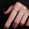 Silver open ring with infinite crossed lines