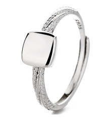 Square knight silver open ring for women