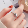 Square knight silver open ring for women