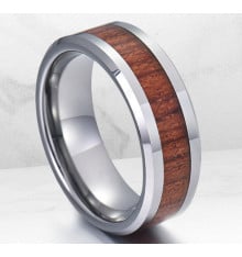 Men's Tungsten Carbide Wood Inlay Ring