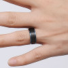 Men's Brushed Black Tungsten Blue Inside Band Ring
