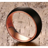Men's Black Brushed Outside Gold Plated Inside Tungsten Band Ring