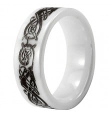 Personalized Celtic white ceramic ring
