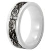 White Ceramic Lazer Engraved Celtic Knot Band RIng For Men And Women