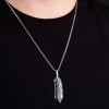 Men's Sterling silver feather pendant