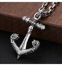 925 silver pendant viking pirate skull anchor