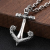 Pendentif argent 925 ancre viking pirate tete de mort