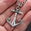 Pendentif argent 925 ancre viking pirate tete de mort